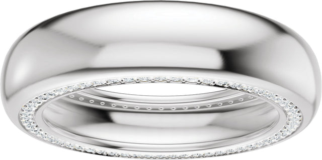 Platinum Round Lab-Grown Diamond Accented Half Round Band - 1mm Stones - view 8