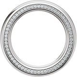 14K Gold Round Lab-Grown Diamond Accented Half Round Band - 1mm Stones - White Gold - view 7