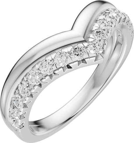 14K Gold Round Natural Diamond Contour Band - 1/3 CTW (Style 689543) - White Gold