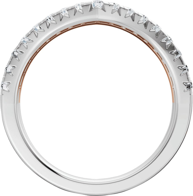 14K Gold Round Natural Diamond Contour Band - 1/3 CTW (Style 689543) - Rose/White Gold - view 2