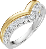 14K Gold Round Natural Diamond Contour Band - 1/3 CTW (Style 689543) - Yellow/White Gold