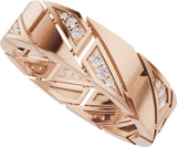 14K Gold Round Natural Diamond Patterned Eternity Band - 1.3mm Stones - Rose Gold - view 10