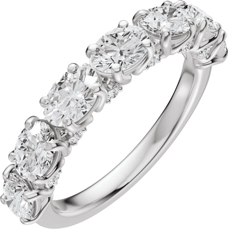 14K Gold Oval Lab-Grown Diamond Accented Anniversary Band - 1 7/8 CTW - White Gold