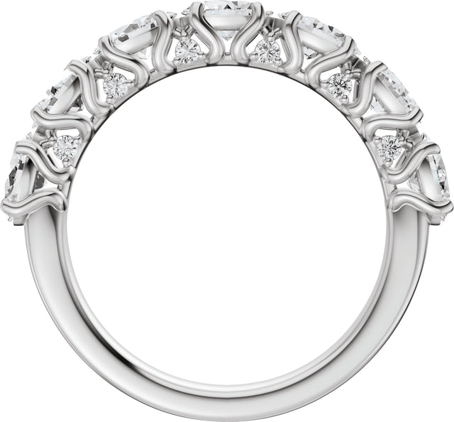 14K Gold Oval Lab-Grown Diamond Accented Anniversary Band - 1 7/8 CTW - White Gold - view 2