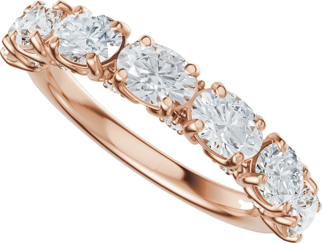 14K Gold Oval Lab-Grown Diamond Accented Anniversary Band - 1 7/8 CTW - Rose Gold - view 5