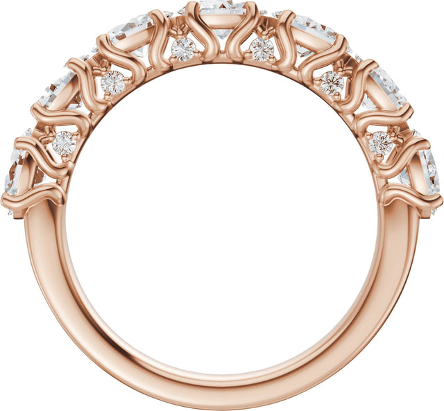 14K Gold Oval Lab-Grown Diamond Accented Anniversary Band - 1 7/8 CTW - Rose Gold - view 2