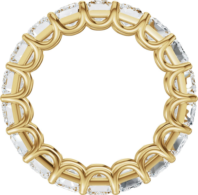 14K Gold Emerald Lab-Grown Diamond Low Profile Eternity Band - 5x3.5mm Stones - Yellow Gold - view 2