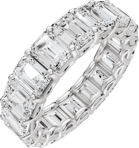 Platinum Emerald Natural Diamond Low Profile Eternity Band - 5x3.5mm Stones