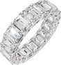 Platinum Emerald Natural Diamond Low Profile Eternity Band - 5.8x4.2mm Stones