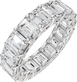 Platinum Emerald Lab-Grown Diamond Low Profile Eternity Band - 5.8x4.2mm Stones