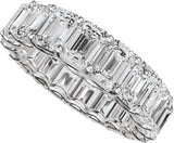 14K Gold Emerald Lab-Grown Diamond Low Profile Eternity Band - 5x3.5mm Stones - White Gold - view 5