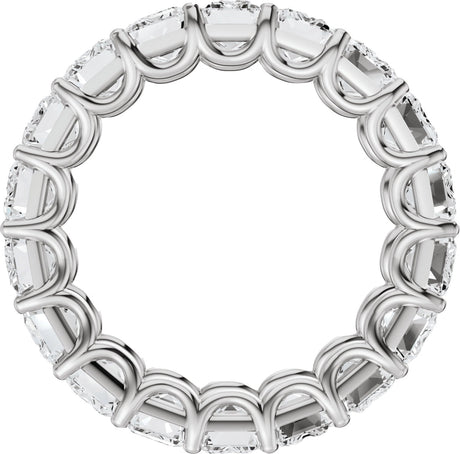 Platinum Emerald Natural Diamond Low Profile Eternity Band - 5x3.5mm Stones - view 2