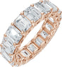 14K Gold Emerald Lab-Grown Diamond Low Profile Eternity Band - 5.8x4.2mm Stones - Rose Gold