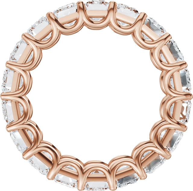 14K Gold Emerald Natural Diamond Low Profile Eternity Band - 5x3.5mm Stones - Rose Gold - view 2