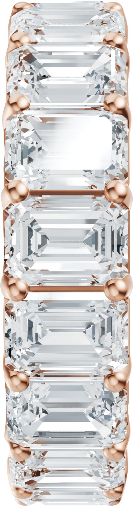 14K Gold Emerald Lab-Grown Diamond Low Profile Eternity Band - 5x3.5mm Stones - Rose Gold - view 4
