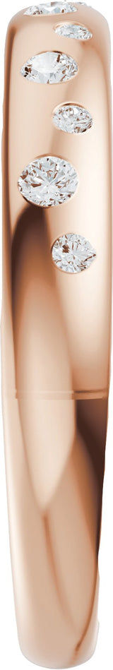 14K Gold Round Lab-Grown Diamond Anniversary Band - 1/5 CTW - Rose Gold - view 9