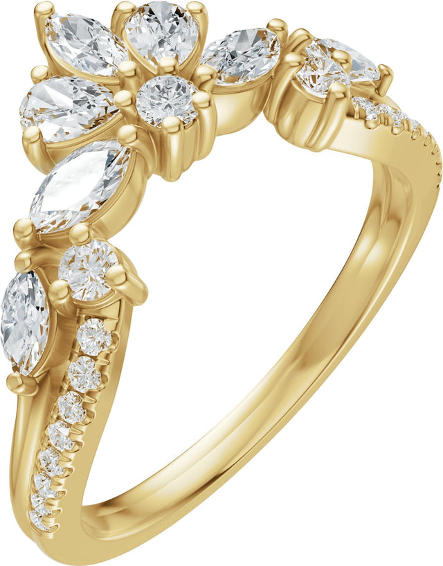 14K Gold Marquise Lab-Grown Diamond Contour Band - 3/4 CTW - Yellow Gold
