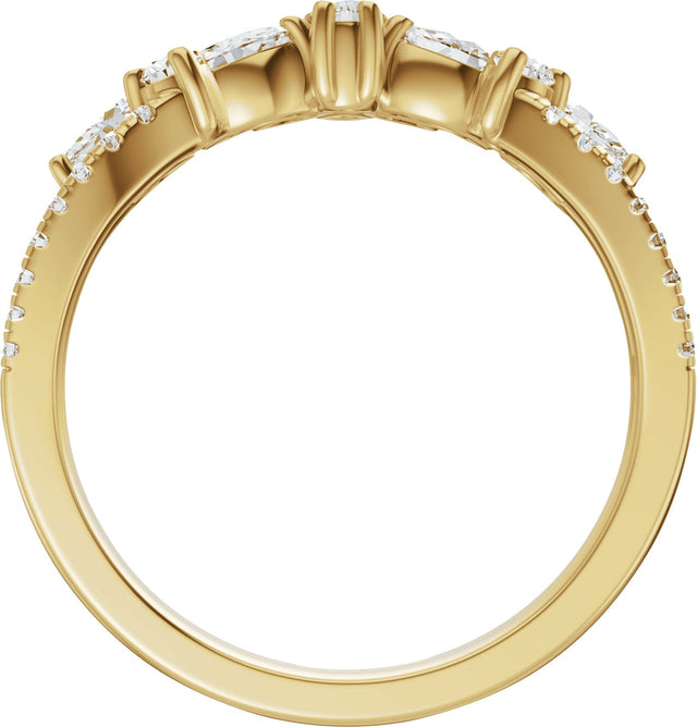 14K Gold Marquise Natural Diamond Contour Band - 3/4 CTW - Yellow Gold - view 2