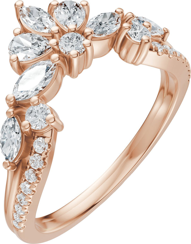 14K Gold Marquise Lab-Grown Diamond Contour Band - 3/4 CTW - Rose Gold