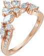 14K Gold Marquise Natural Diamond Contour Band - 3/4 CTW - Rose Gold