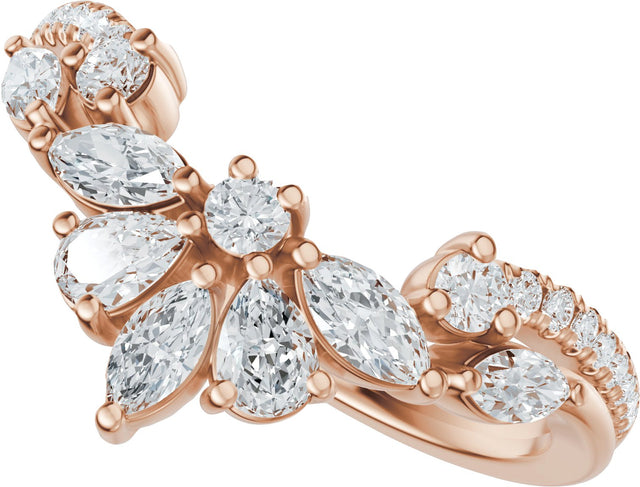 14K Gold Marquise Lab-Grown Diamond Contour Band - 3/4 CTW - Rose Gold - view 5