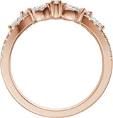 14K Gold Marquise Natural Diamond Contour Band - 3/4 CTW - Rose Gold - view 2