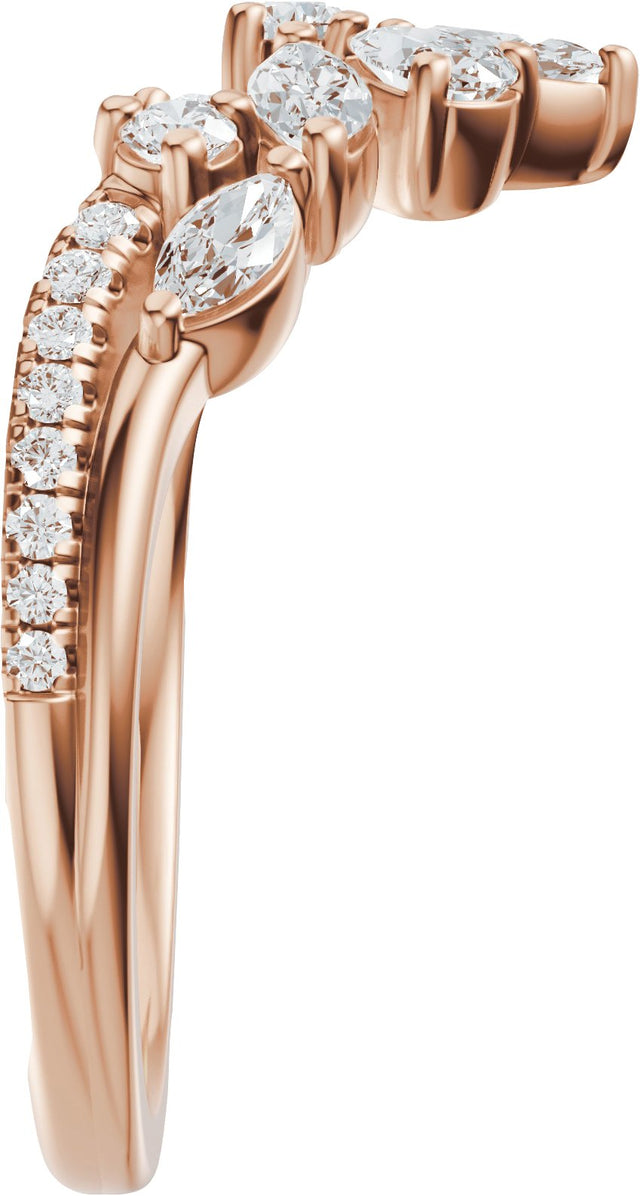 14K Gold Marquise Lab-Grown Diamond Contour Band - 3/4 CTW - Rose Gold - view 4