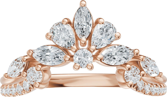 14K Gold Marquise Lab-Grown Diamond Contour Band - 3/4 CTW - Rose Gold - view 3