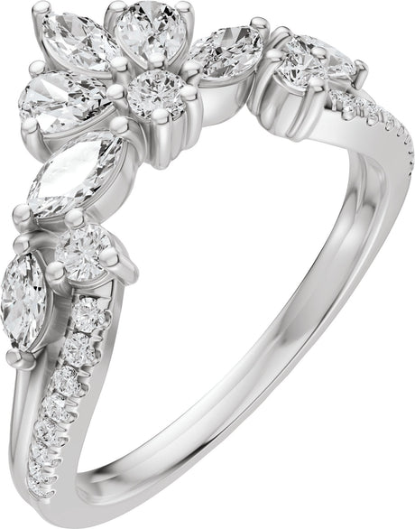 14K Gold Marquise Lab-Grown Diamond Contour Band - 3/4 CTW - White Gold