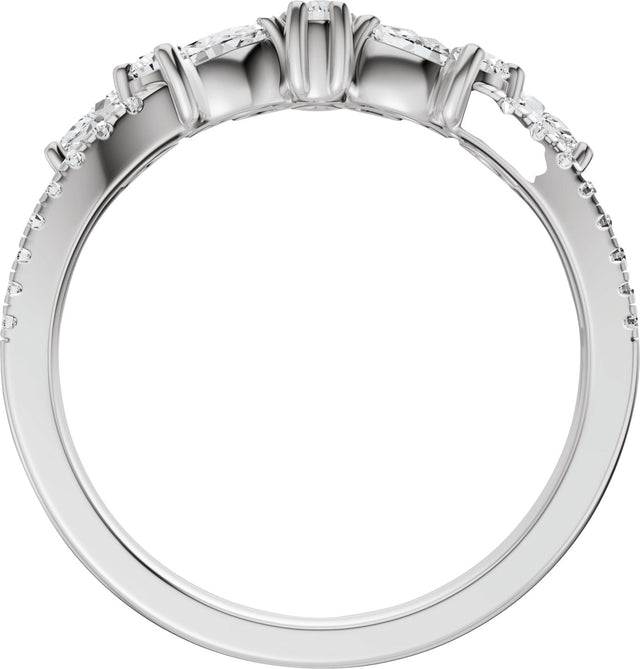 Platinum Marquise Lab-Grown Diamond Contour Band - 3/4 CTW - view 2
