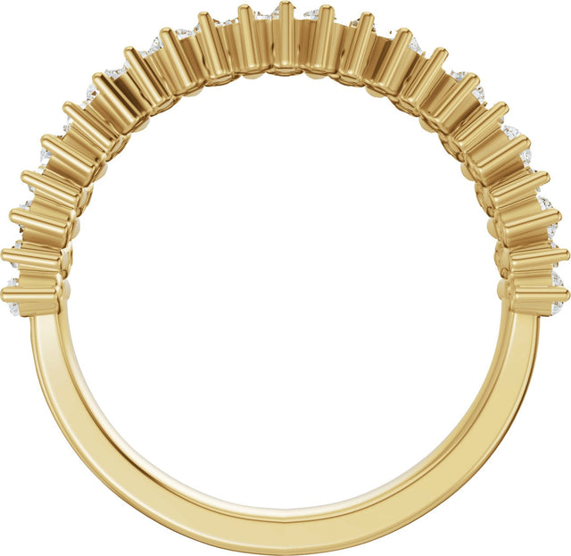 14K Gold Round Lab-Grown Diamond Multi-Shape Double Row Anniversary Band - 1 CTW - Yellow Gold - view 2