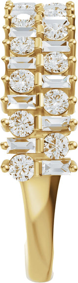 14K Gold Round Lab-Grown Diamond Multi-Shape Double Row Anniversary Band - 1 CTW - Yellow Gold - view 4