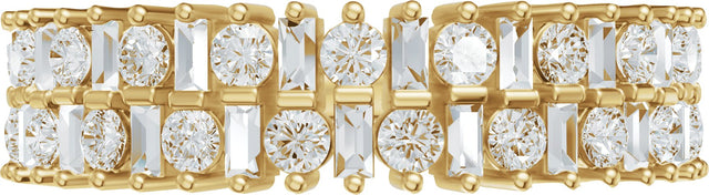 14K Gold Round Lab-Grown Diamond Multi-Shape Double Row Anniversary Band - 1 CTW - Yellow Gold - view 3