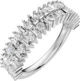 Platinum Round Natural Diamond Multi-Shape Double Row Anniversary Band - 1 CTW