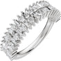 Platinum Round Natural Diamond Multi-Shape Double Row Anniversary Band - 1 CTW