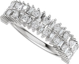 14K Gold Round Lab-Grown Diamond Multi-Shape Double Row Anniversary Band - 1 CTW - White Gold - view 5