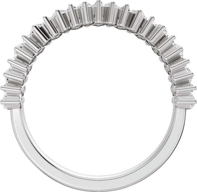 14K Gold Round Lab-Grown Diamond Multi-Shape Double Row Anniversary Band - 1 CTW - White Gold - view 2