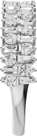 Platinum Round Lab-Grown Diamond Multi-Shape Double Row Anniversary Band - 1 CTW - view 4