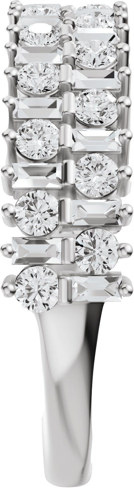 Platinum Round Lab-Grown Diamond Multi-Shape Double Row Anniversary Band - 1 CTW - view 4