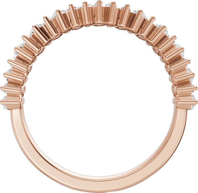 14K Gold Round Lab-Grown Diamond Multi-Shape Double Row Anniversary Band - 1 CTW - Rose Gold - view 2