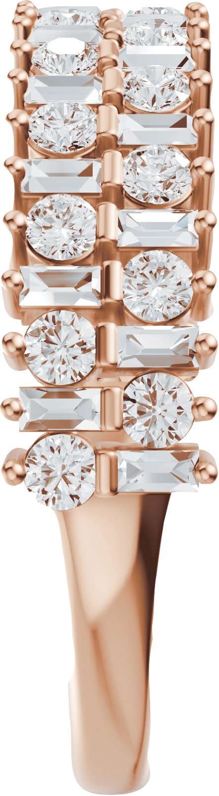 14K Gold Round Lab-Grown Diamond Multi-Shape Double Row Anniversary Band - 1 CTW - Rose Gold - view 4