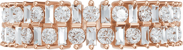 14K Gold Round Lab-Grown Diamond Multi-Shape Double Row Anniversary Band - 1 CTW - Rose Gold - view 3