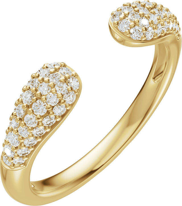 14K Gold Round Natural Diamond Pavé-Style Open Band - 1.2mm Stones - Yellow Gold