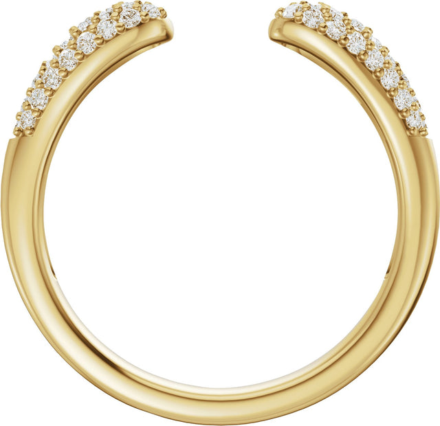 14K Gold Round Lab-Grown Diamond Pavé-Style Open Band - 1.2mm Stones - Yellow Gold - view 2
