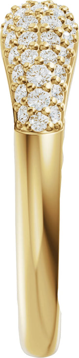 14K Gold Round Lab-Grown Diamond Pavé-Style Open Band - 1.2mm Stones - Yellow Gold - view 4