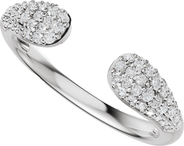 14K Gold Round Lab-Grown Diamond Pavé-Style Open Band - 1.2mm Stones - White Gold - view 5