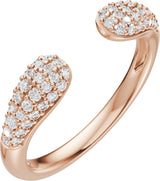 14K Gold Round Natural Diamond Pavé-Style Open Band - 1.2mm Stones - Rose Gold