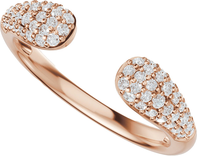 14K Gold Round Lab-Grown Diamond Pavé-Style Open Band - 1.2mm Stones - Rose Gold - view 5