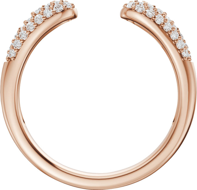 14K Gold Round Natural Diamond Pavé-Style Open Band - 1.2mm Stones - Rose Gold - view 2