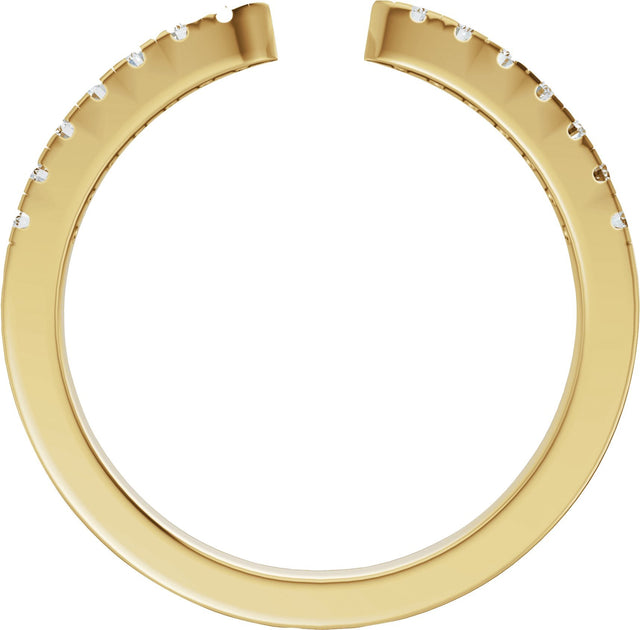 14K Gold Round Lab-Grown Diamond Accented Open Band - 1.4mm Stones - Yellow Gold - view 2